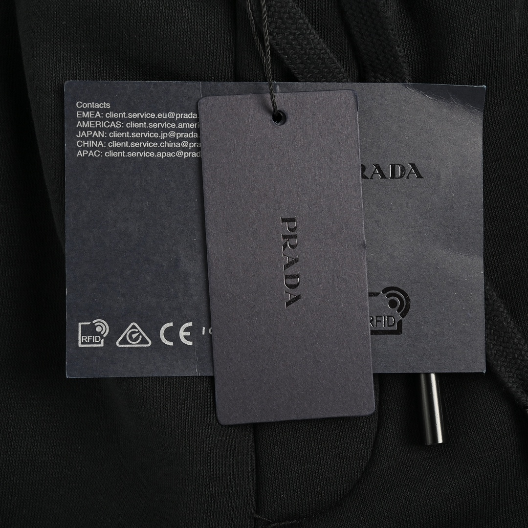 Prada 24Fw front and back logo embroidered fleece trousers
