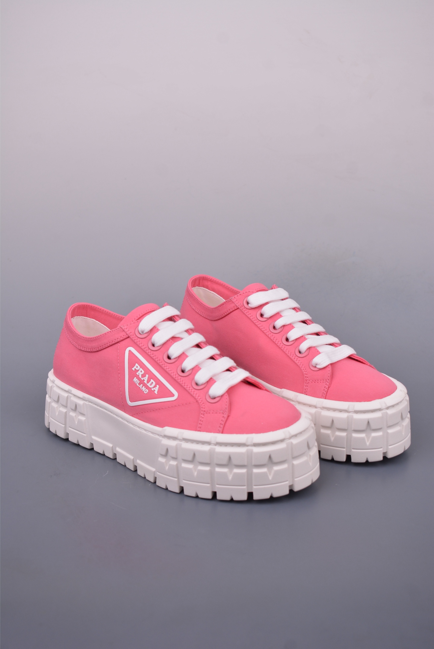 Prada Nylon Gabardine Low Sneakers Canvas Pink White SPAZZOL