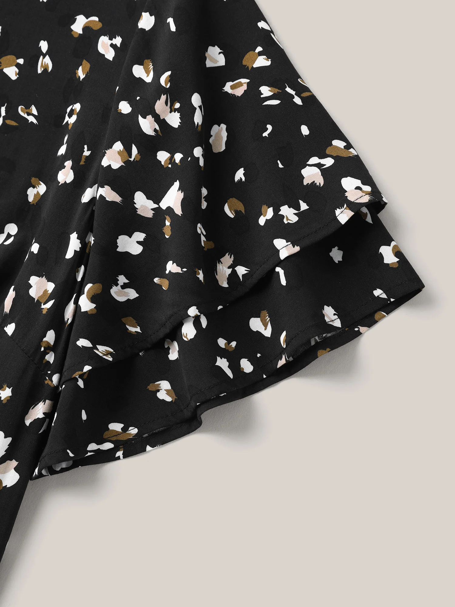 Leopard Dot Print Layered Sleeve Blouse