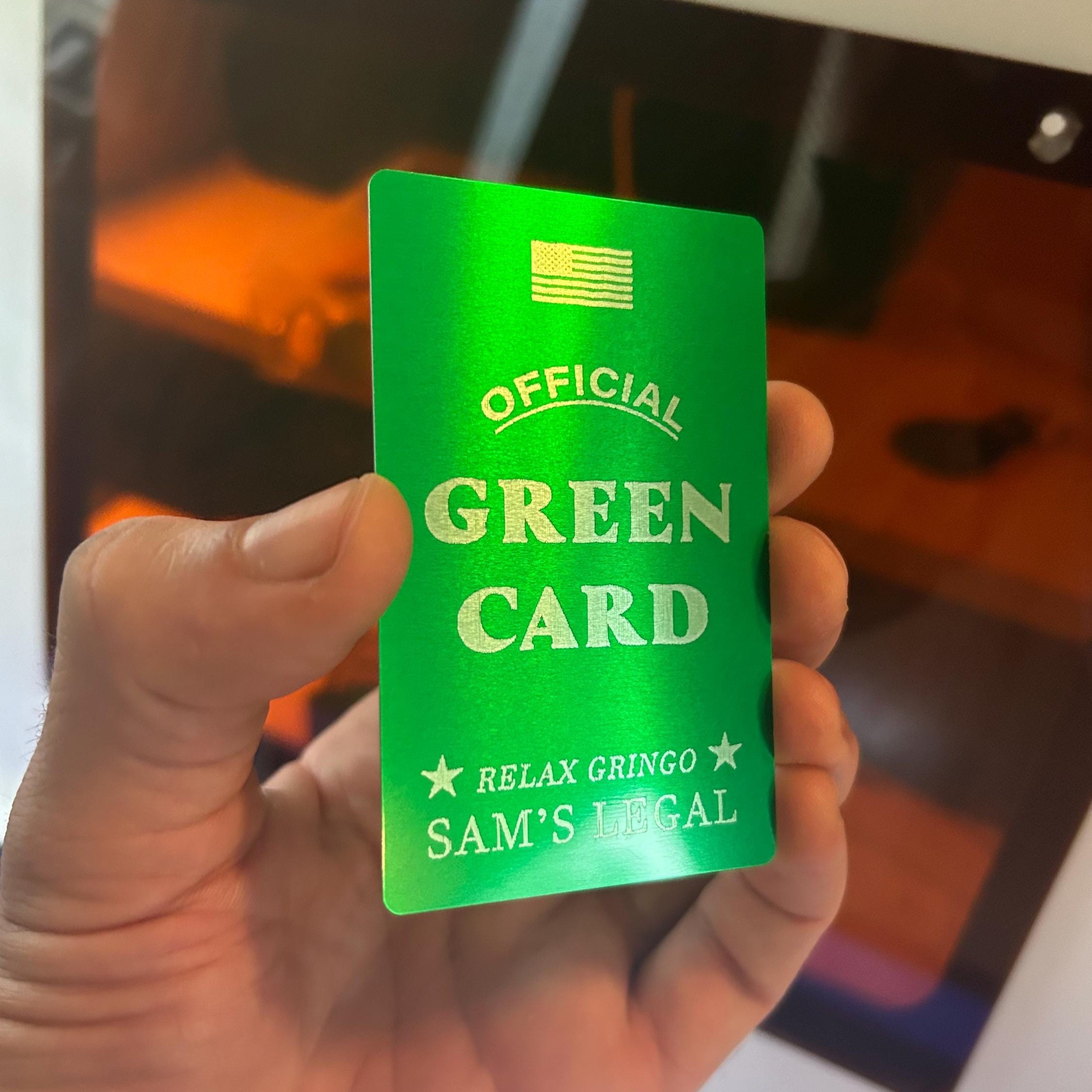 Engraved Green Card Personalized | Gag Gift
