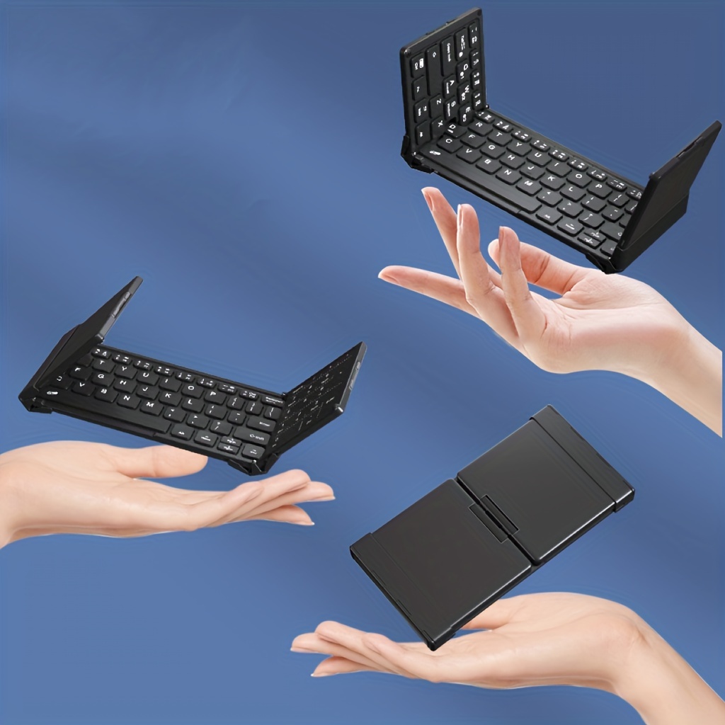 BOW Wireless Three Folding Charging Keyboard Suitable For Mobile Phones Pads Tablets  Universal Mute Compact Portable Computer Keyboard With Mouse Touch Function Keyboard