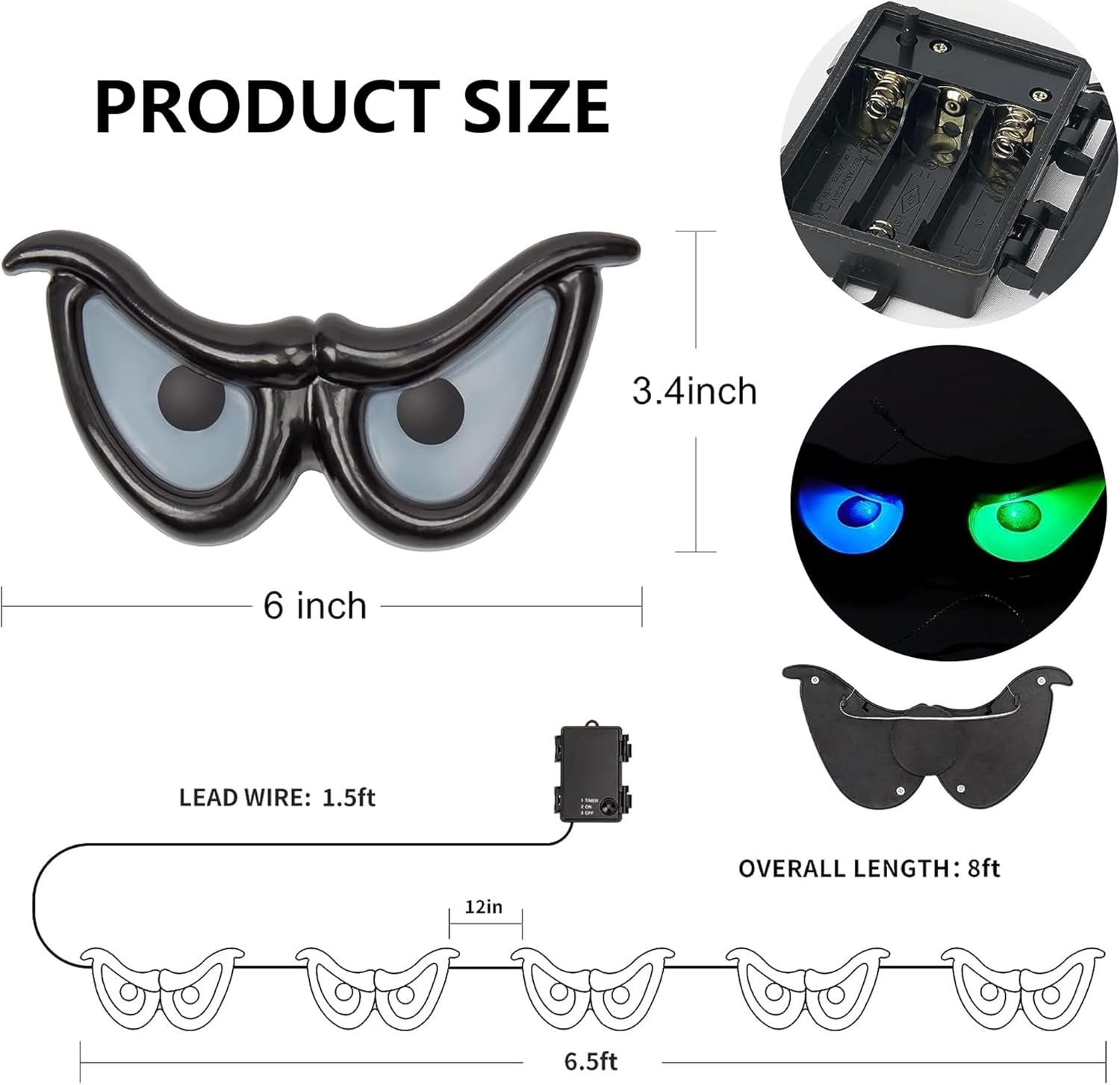 🔥LAST DAY 50% OFF🔥5 Pairs Halloween Ghost Eyes String Lights Decor