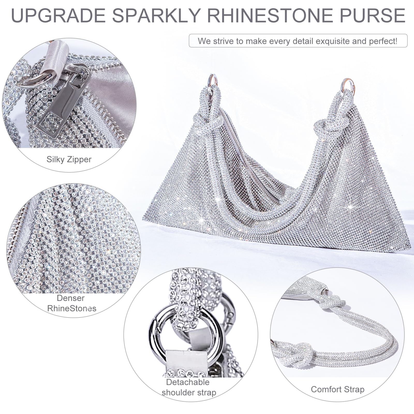 🔥Last Day 50% OFF🔥Rhinestone Hobo Bag for Women Rhinestone Purses📦BUY 2 GET FREE SHIPPING NOW