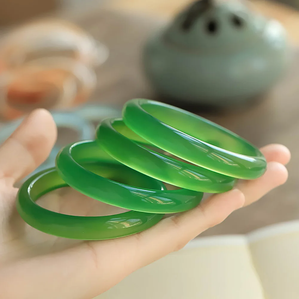 Natural Ice Jade Bangles For women Fine Jewelry Green Chalcedony Charm Jadeite Women's bracelets Items With Free Shipping