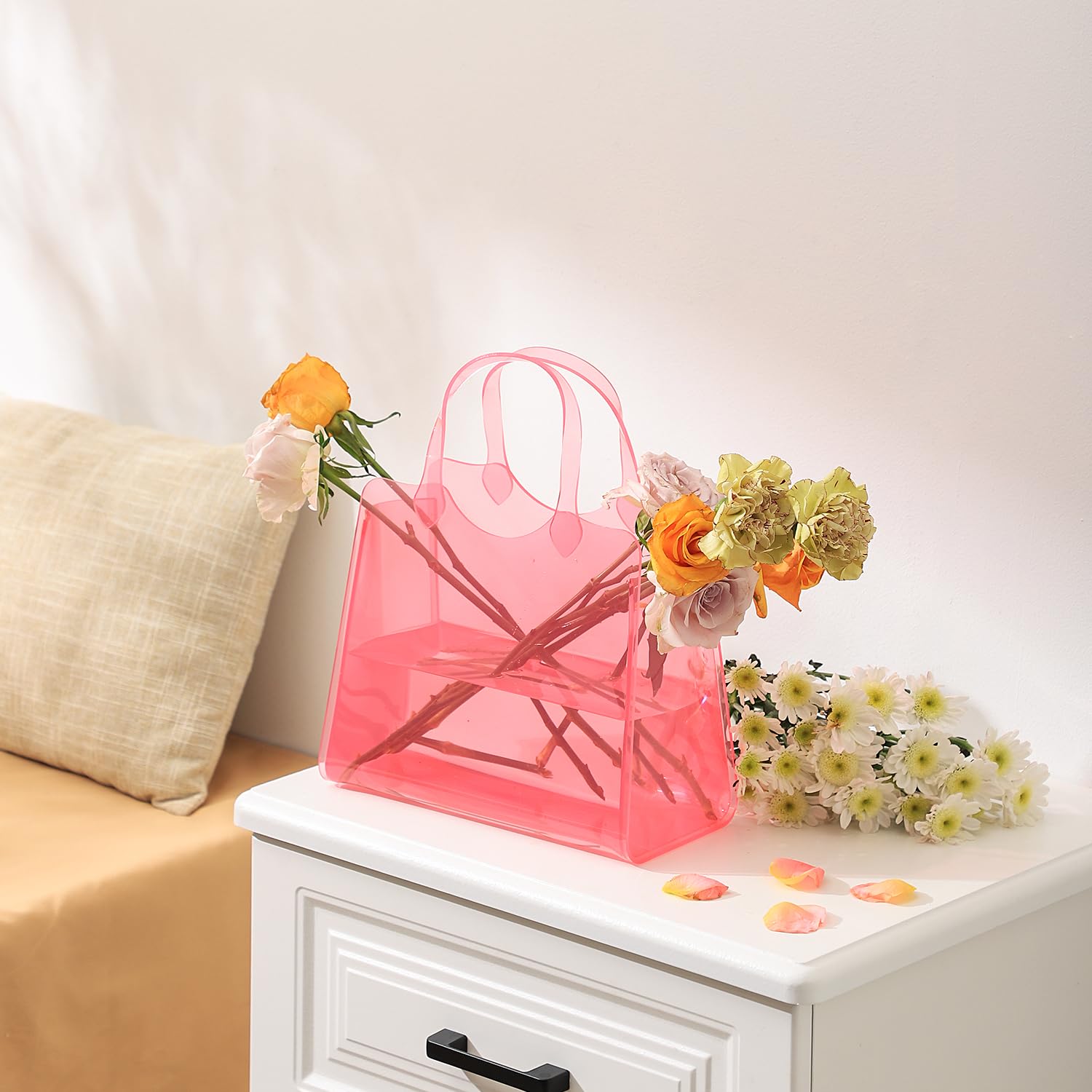 Bag Vase for Flowers, Pink Acrylic Vase, Modern Flower Vase