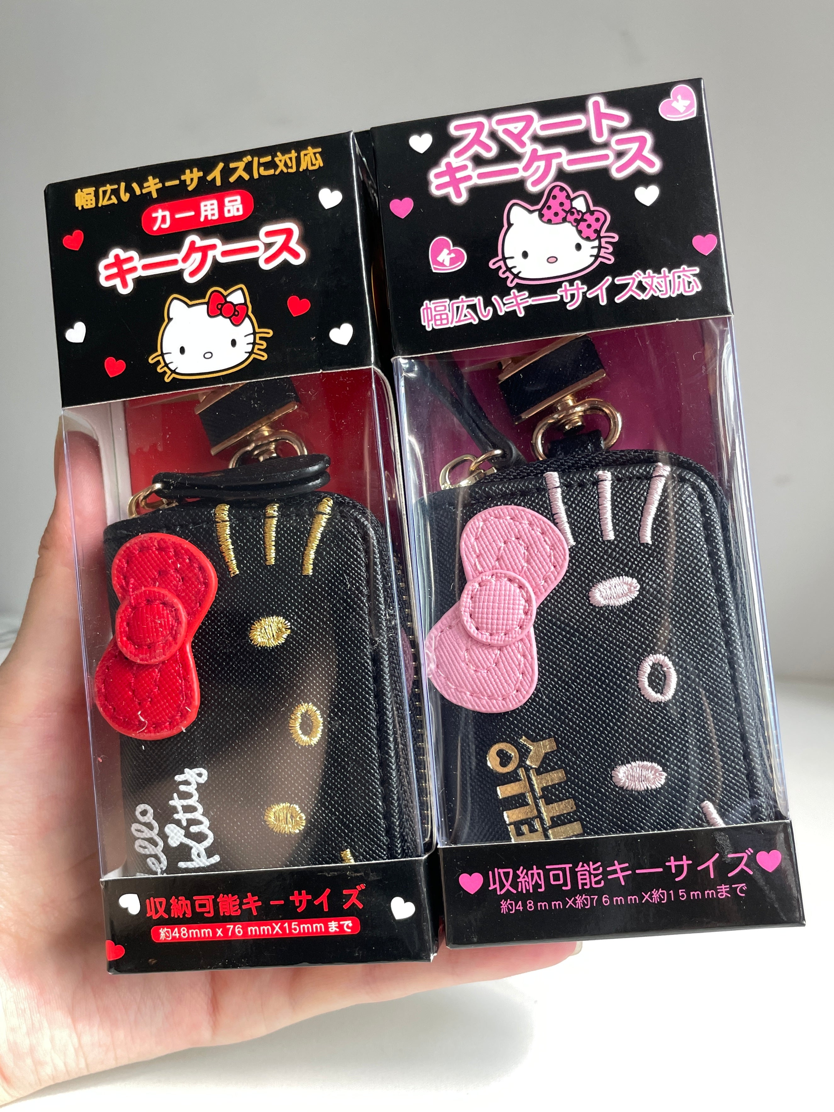 Hellokitty Cute Car Key Case for Girls and Women, Genuine Leather Embroidered Car Smart Key Chain Keychain Holder