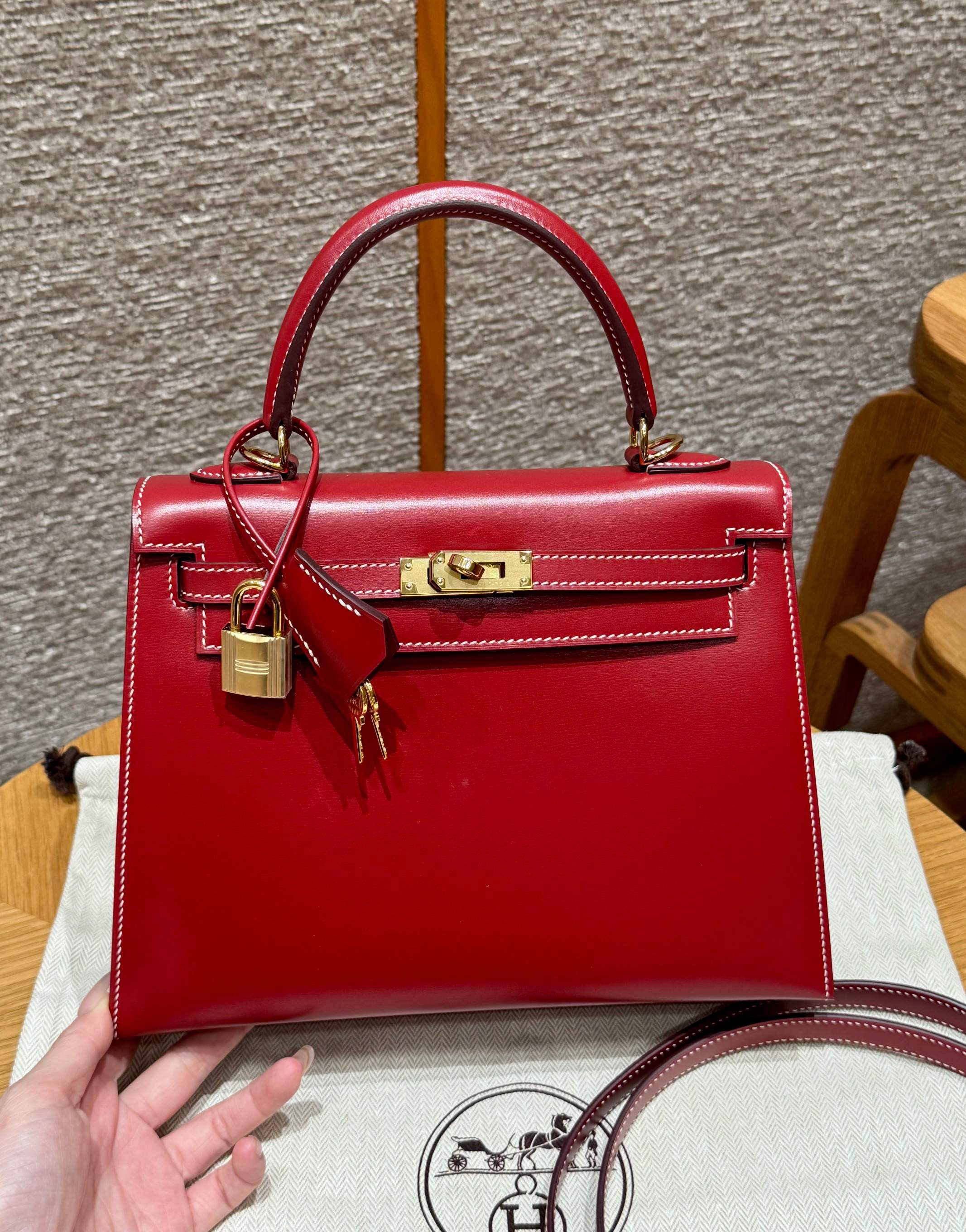 Hermès Kelly 5xRouge piment Handbag (Handmade to order)