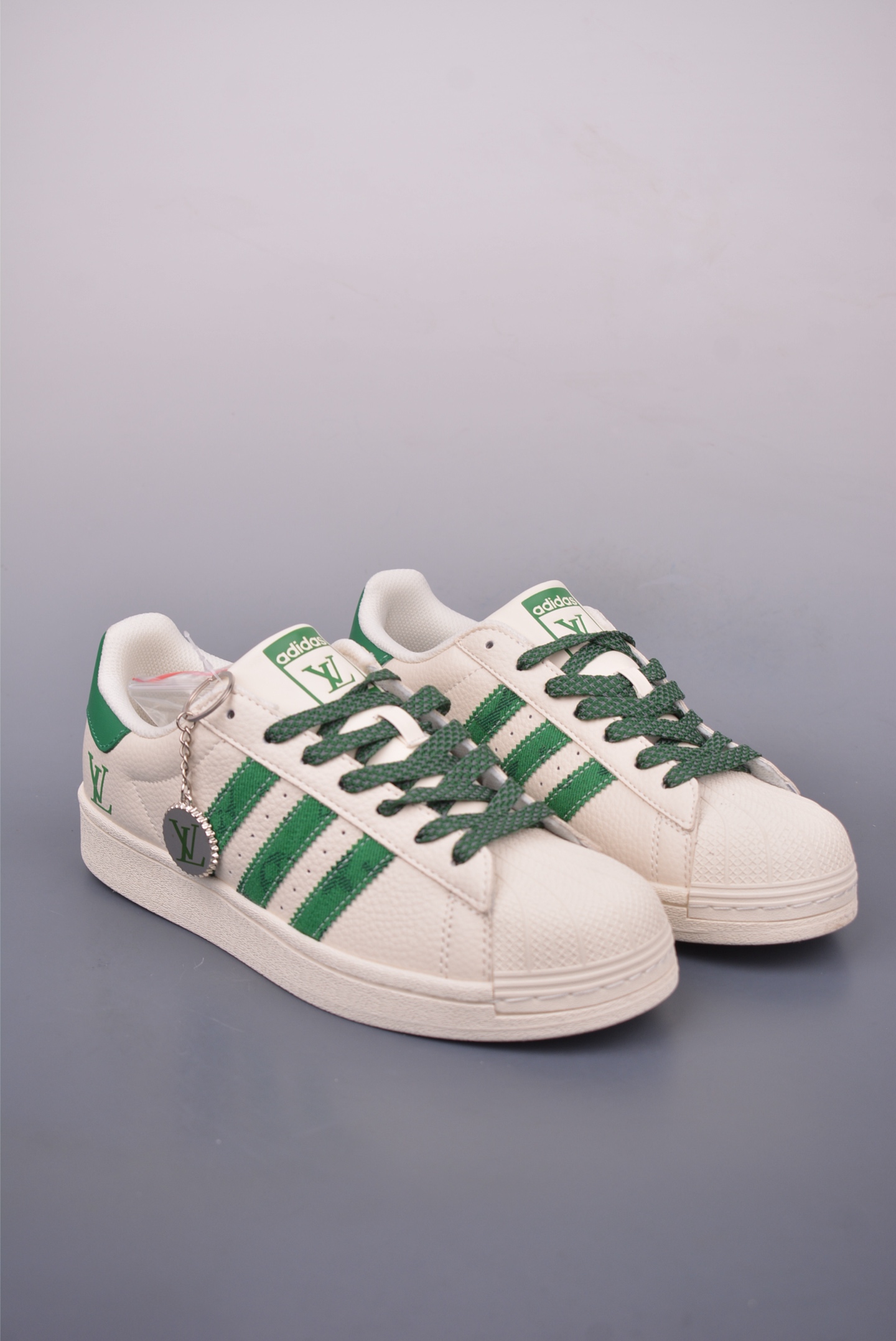 Louis Vuitton x Adidas Originals Superstar Sneakers Off-White Green SX0005