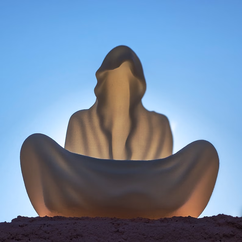 Tea Light LED Candle Holder - Resin Meditating Ghost