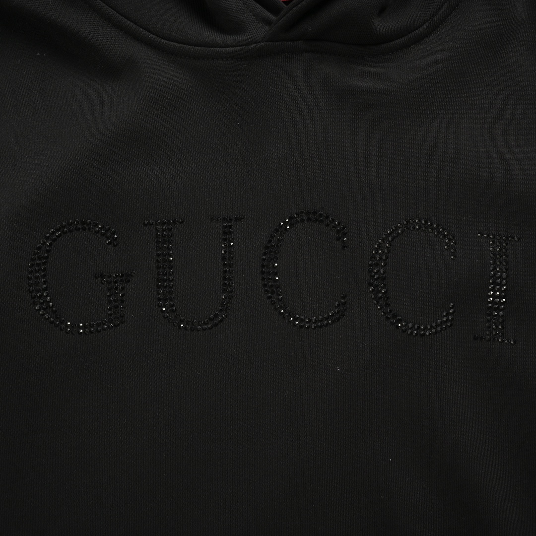 Gucci 24Fw rhinestone-embellished hooded sweatshirt