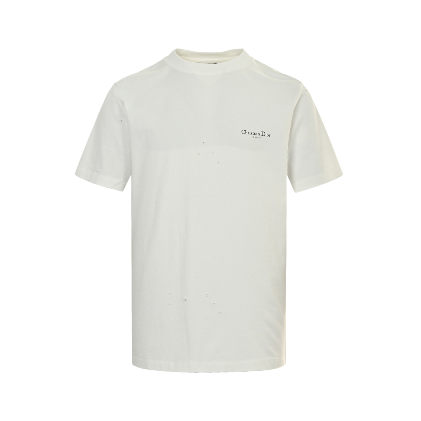 Dior 25ss lily of the valley print distressed ripped short-sleeve shirt