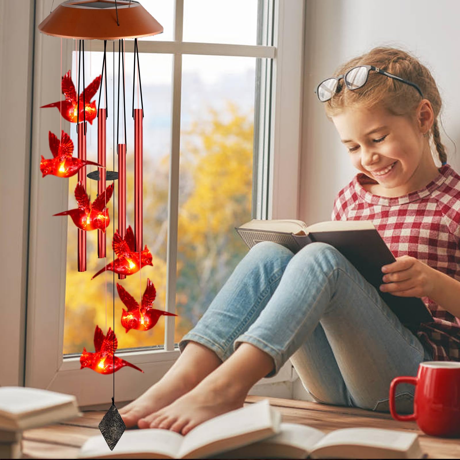 🔥On Sale 49% OFF🔥Solar Cardinals Wind Chimes