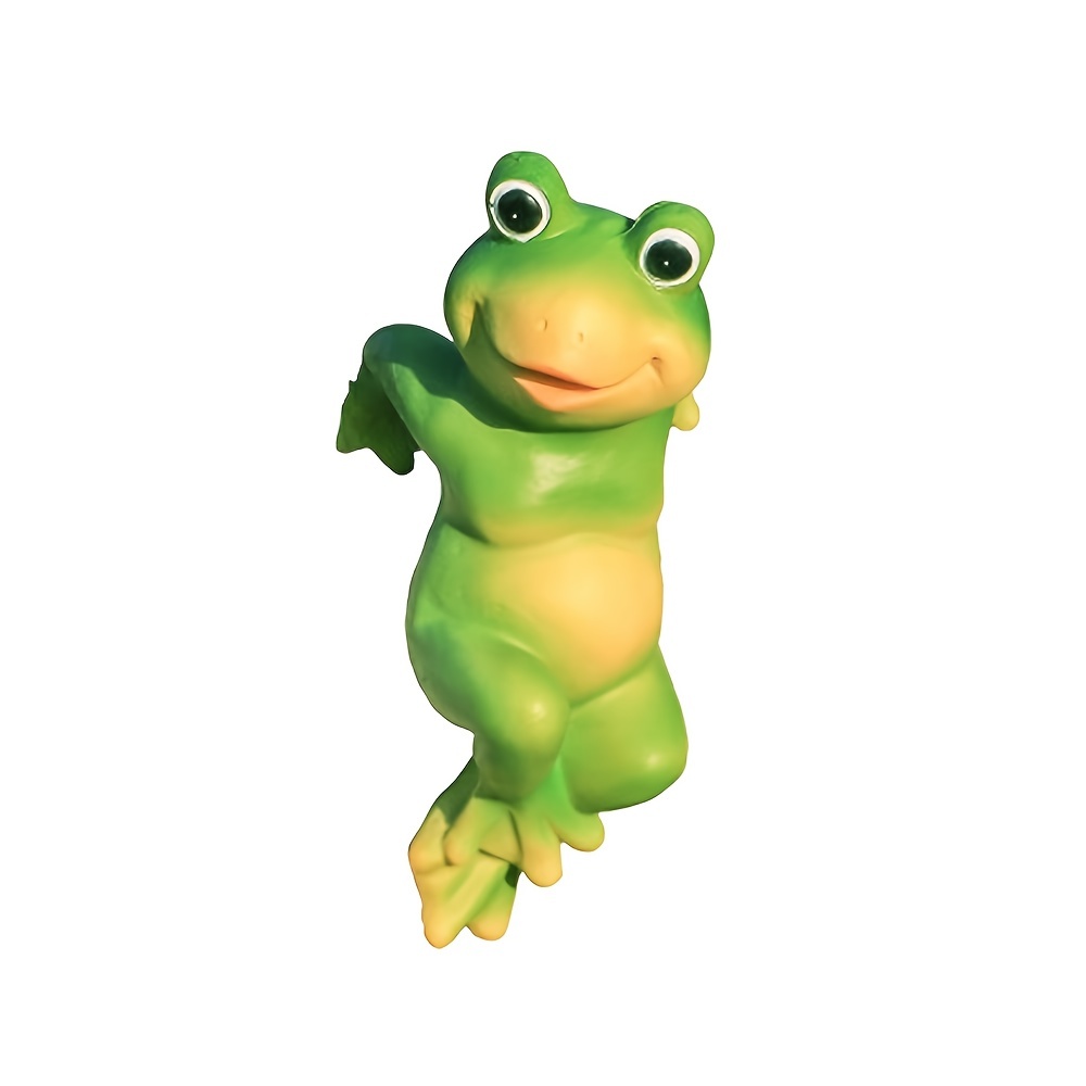3pcs/set Cute Frog Figurines Hanging Animal Statue, Resin Pot Hanging Climbing Frog Sculpture Outdoor Statues Ornaments Decor For Flower Pot/Fence, Yard Art Figurines For Patio Lawn House