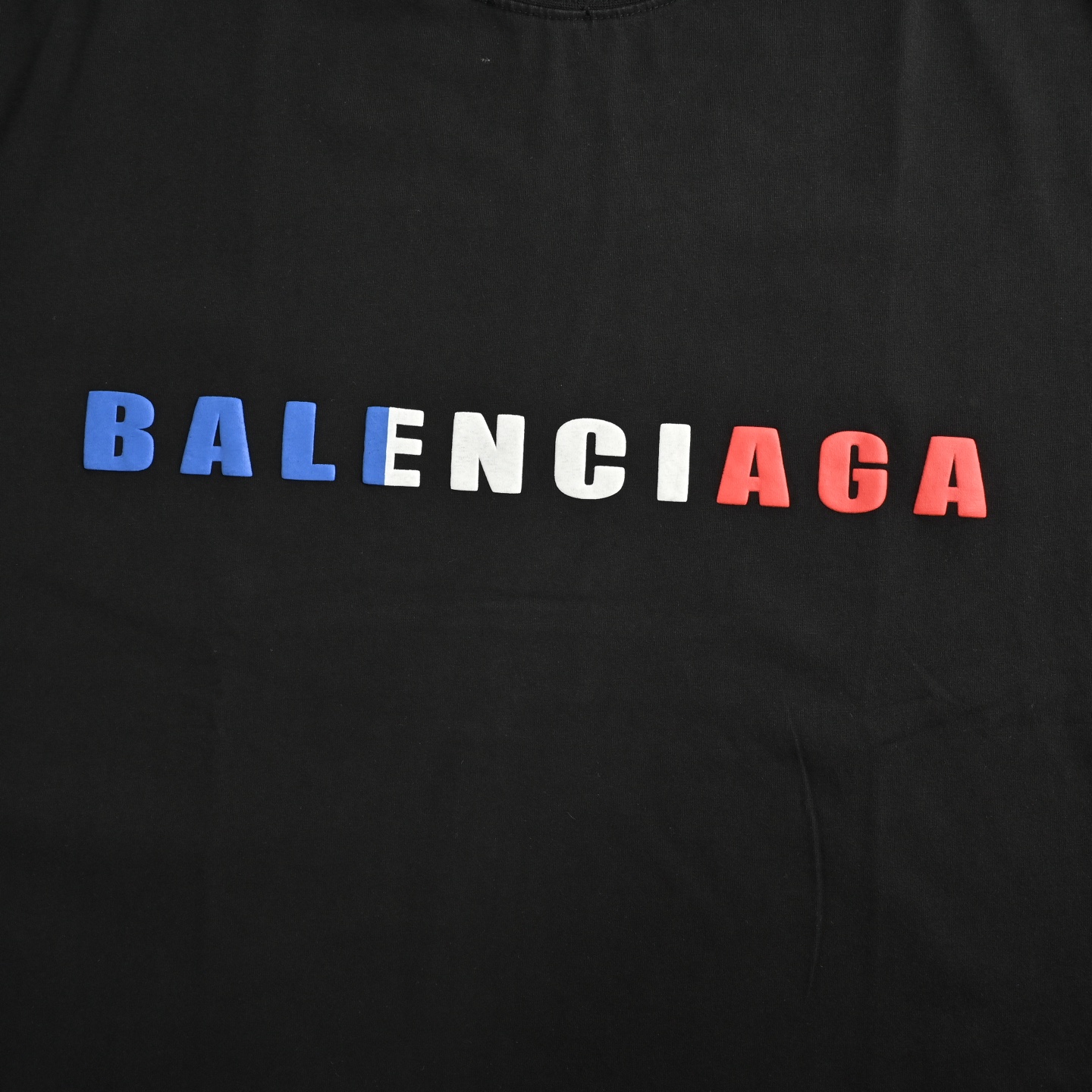 Balenciaga 25ss contrast color letter foam print short sleeves