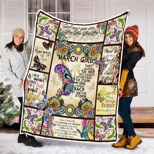 March Girl. I Am The Storm. Butterfly Quilt Blanket