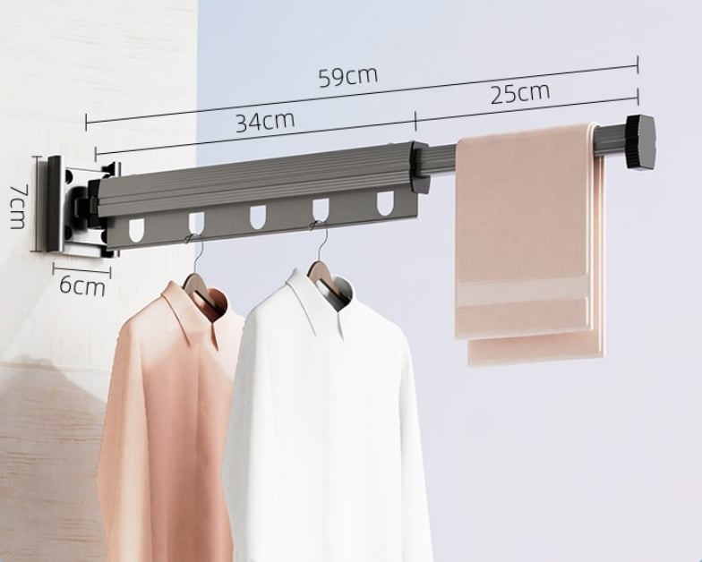 [Ready to use] Suction Cup Wall Mount Folding Clothes Drying Rack