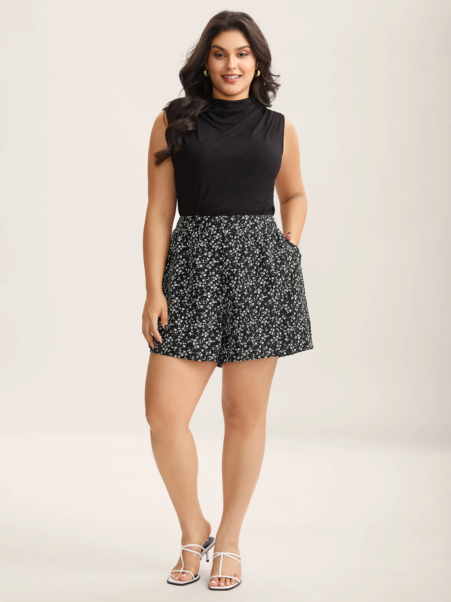 Floral Print Wide-Leg Shorts