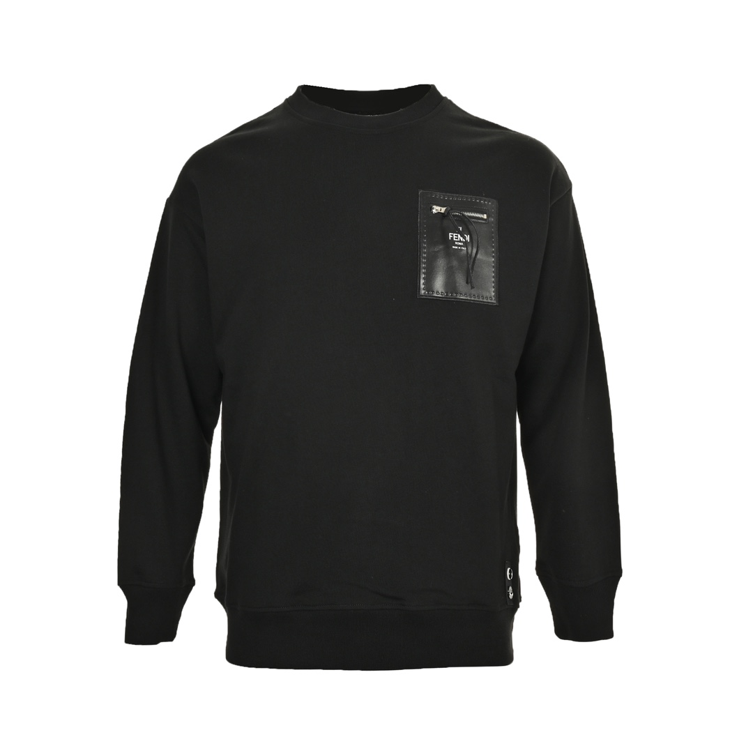Fendi 24Fw crew neck sweatshirt with zippered chest leather pockets