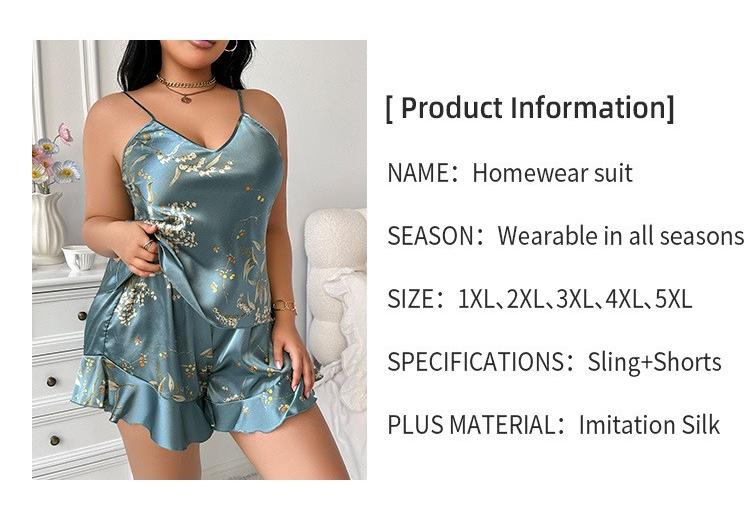 Plus Size Women's Sexy Sleeveless Top and Shorts Casual Pajama Set