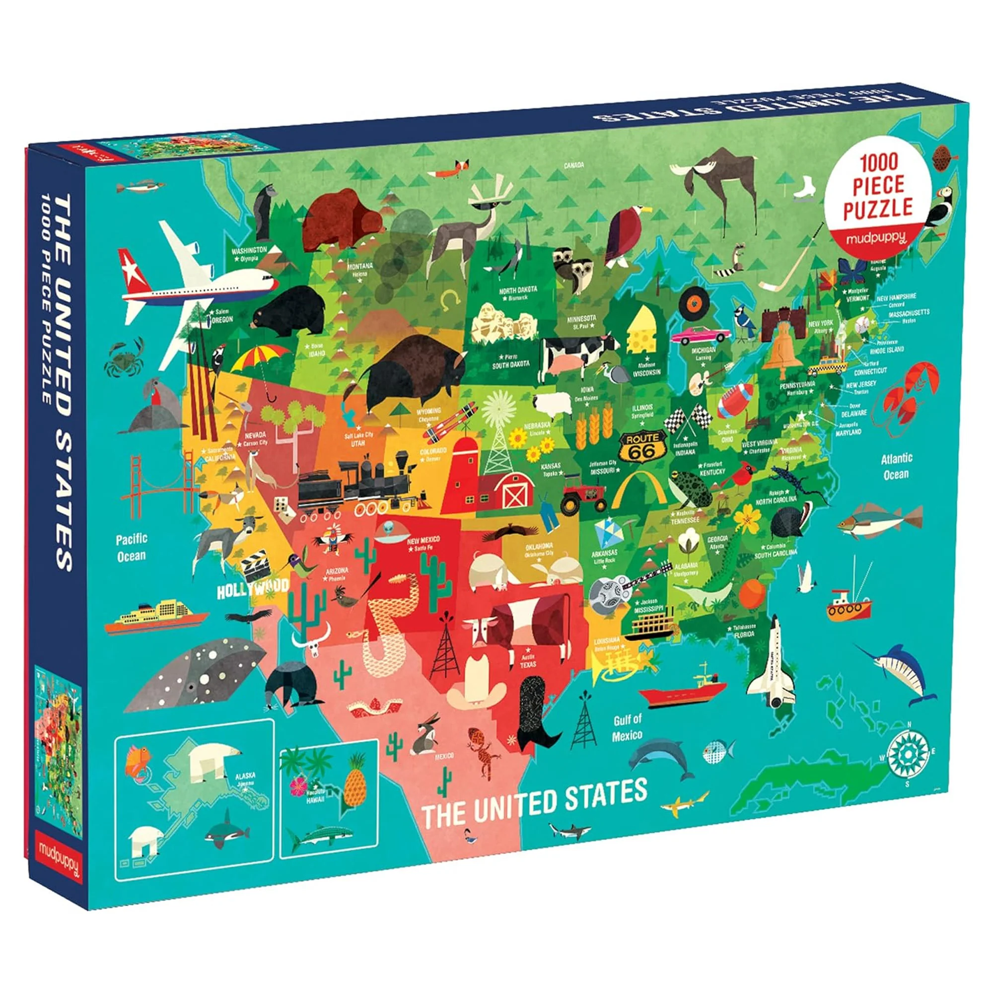 Mudpuppy 1000 Piece United States Jigsaw Puzzle for Adults and Families, One Size