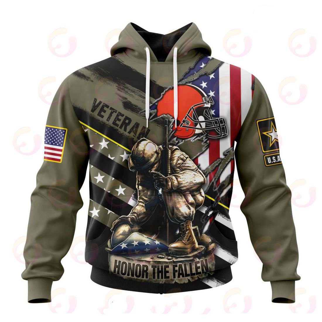 CLEVELAND BROWNS 3D HOODIE VETERANS