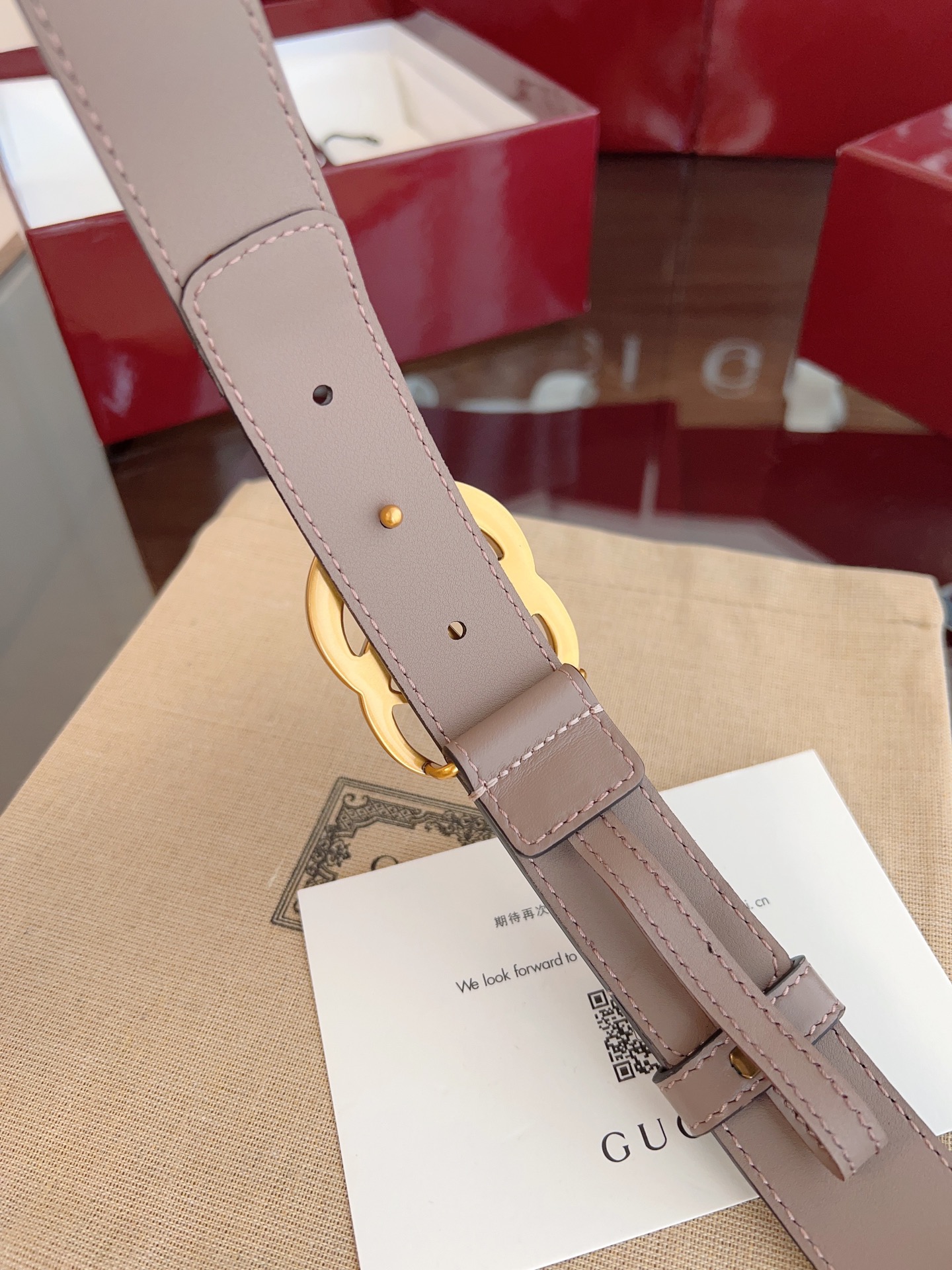 Gucci Double G steel buckle women's cowhide double-sided belt 3.0cm wide