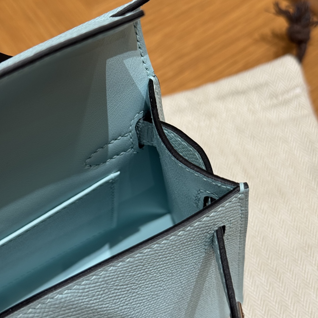 Hermes mini kelly U2Blue zephyr handbag (handmade to order)