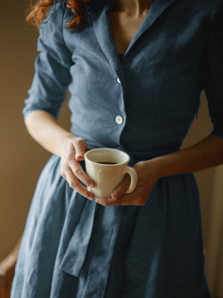 Vintage Elegant Shawl Collar Midi Dress