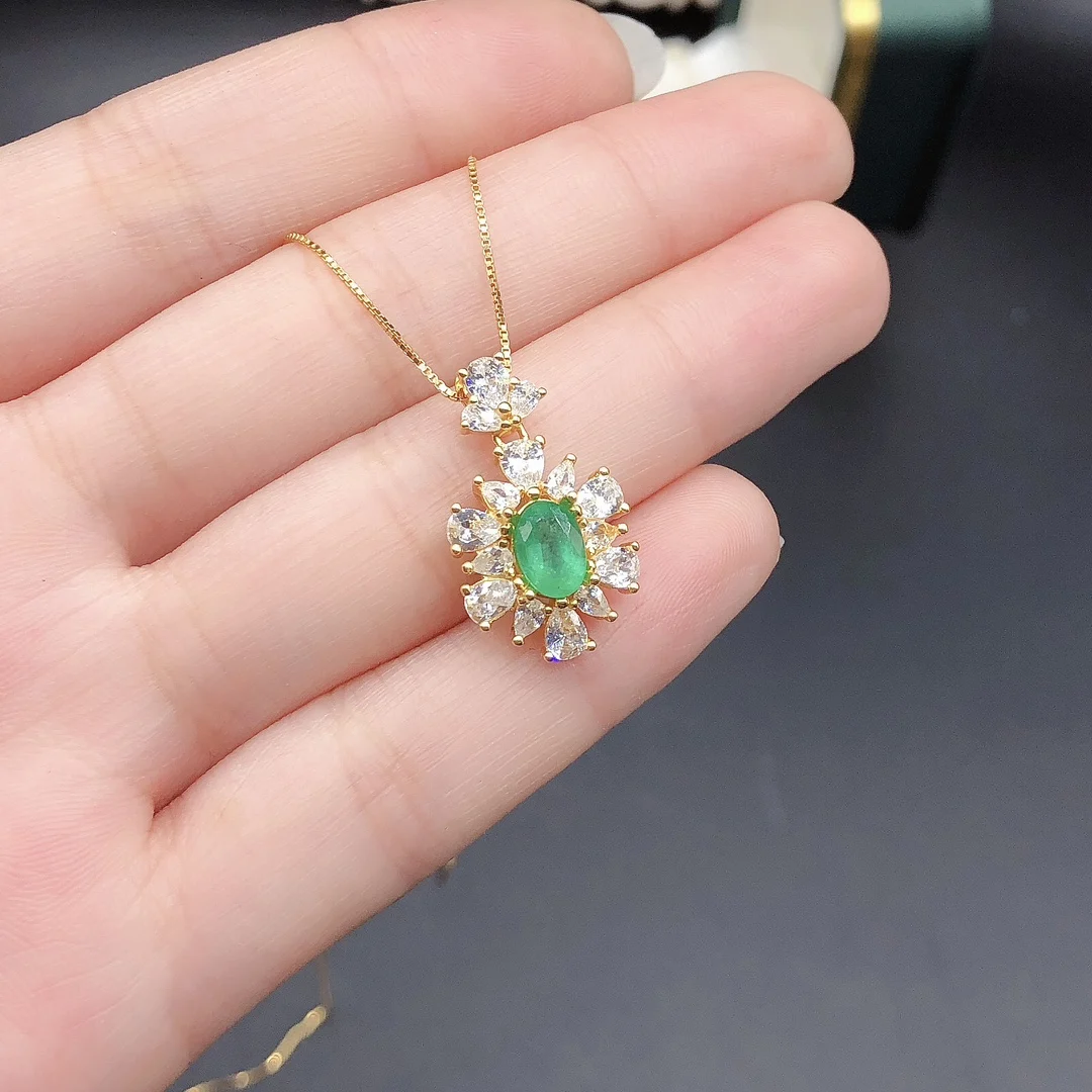 Natural Columbia Emerald Women's Necklace Christmas Pendant 925 Sterling Silver Necklace Gem Jewelry Certified Free Shipping