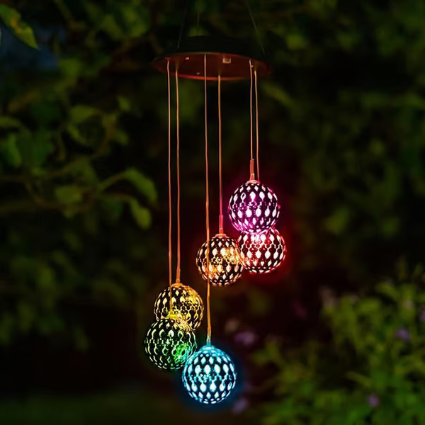 (🔥2025 BEST GIFT TO FAMILY🔥)Solar Metal Orb Wind Chime Mobile - Rainbow Color Changing LED Lights
