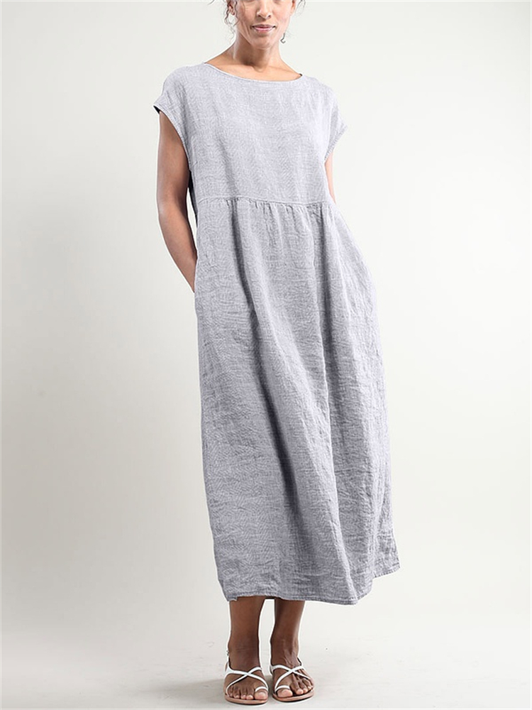 Pleated Wide Skirt Maxi Dress