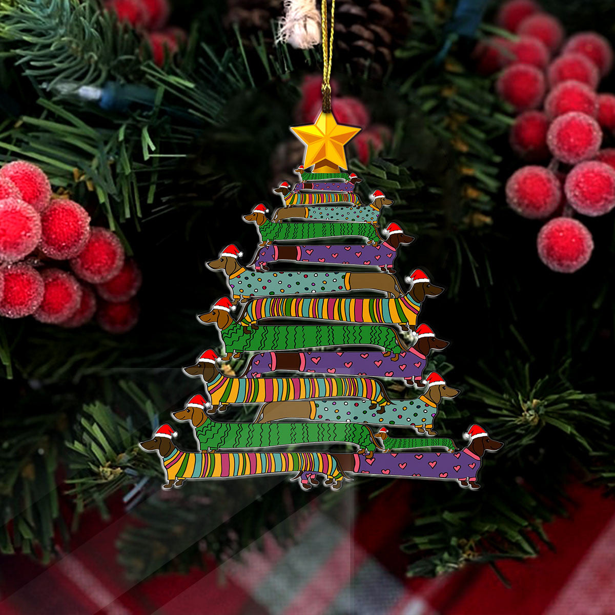 Merry Dachshund🐶🎄Christmas Ornament