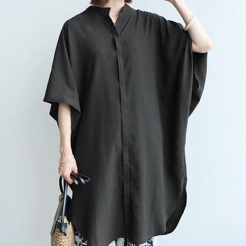 Summer Casual Women Shirt Fashionable All Match Black White Solid Color Loose Comfortable Breathable Short Sleeve Top for Women