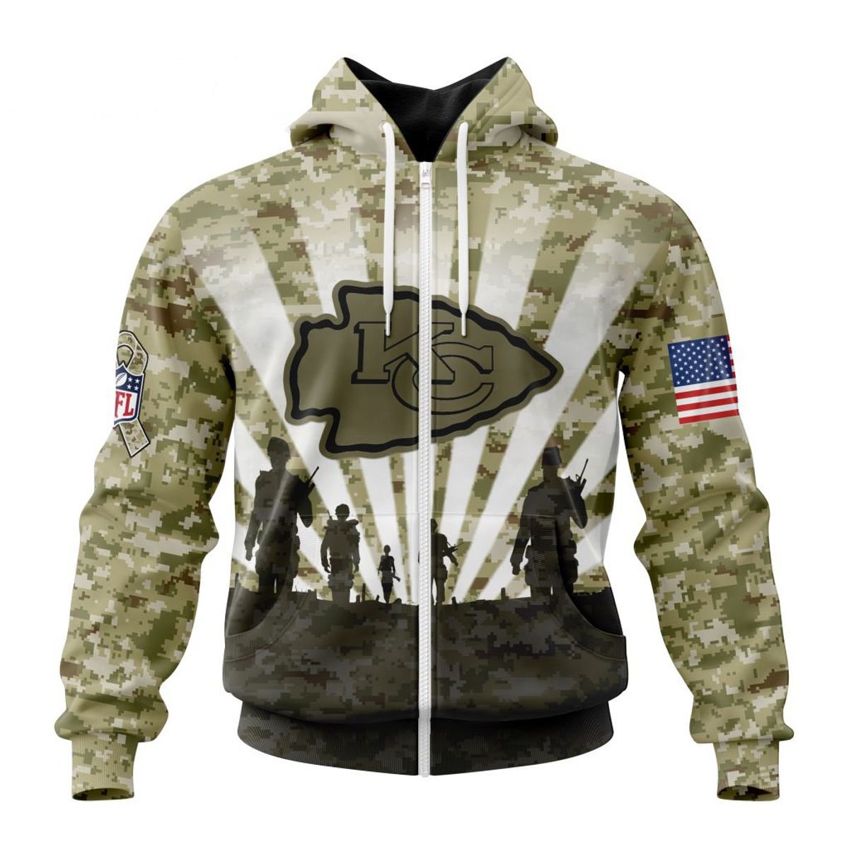 KANSAS CITY CHIEFS 3D HOODIE HONOR VETERANS