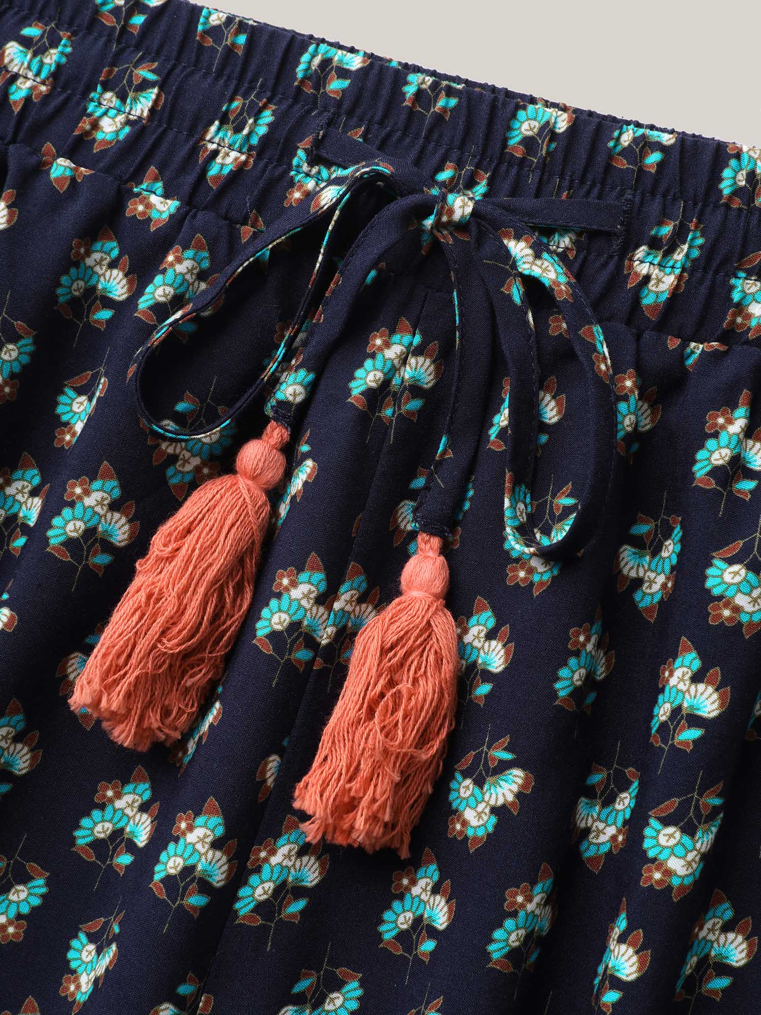 Boho Stretchy Waist Wide-Leg Pants