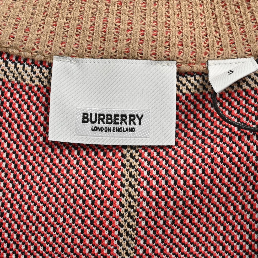 Burberry 24ss check preppy cardigan sweater