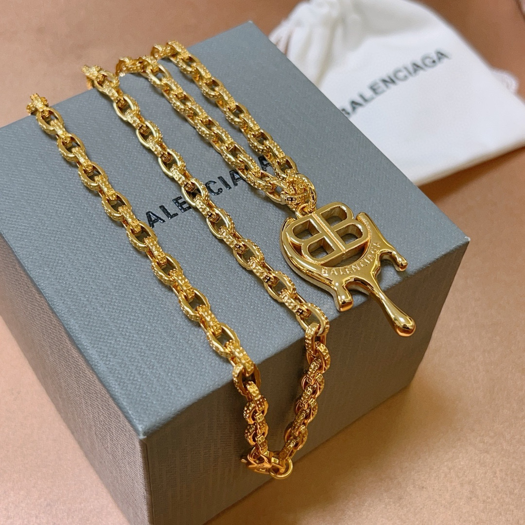 Balenciaga BB chain gold necklace