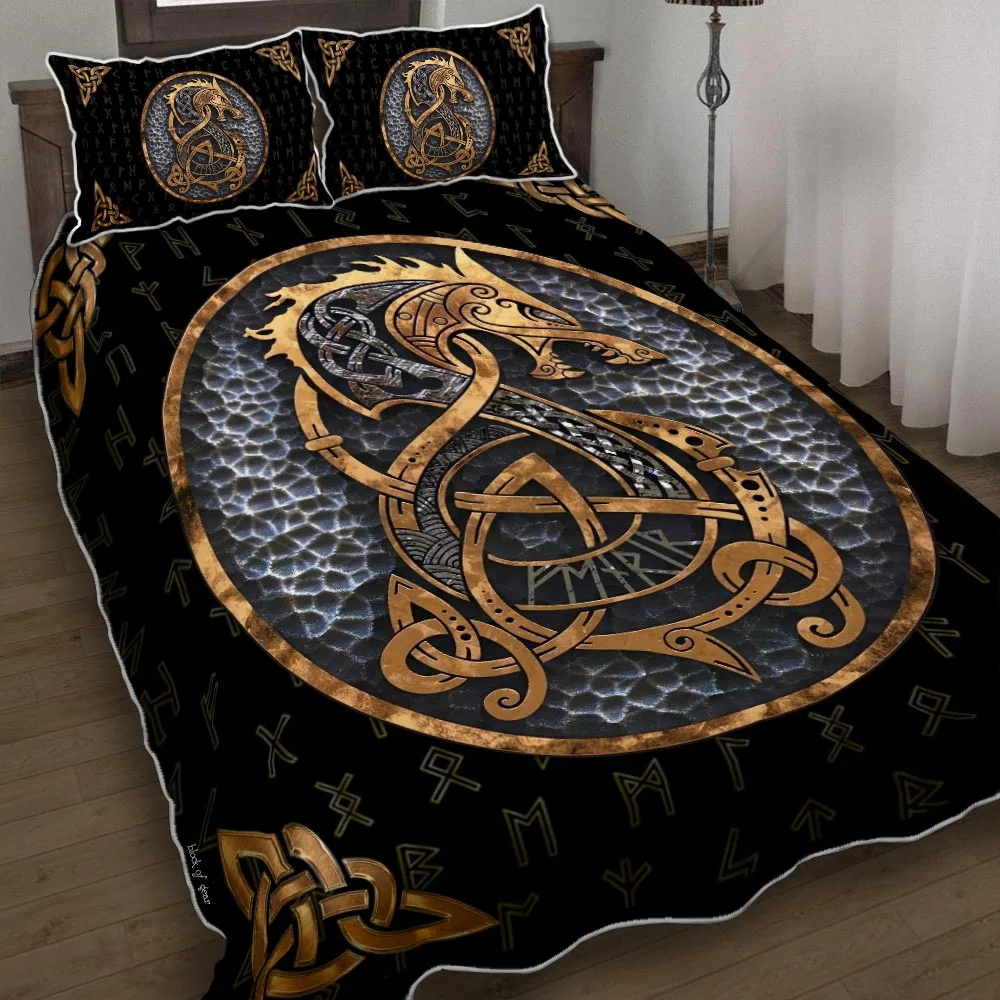 Viking Fenrir Wolf Quilt Bed Set