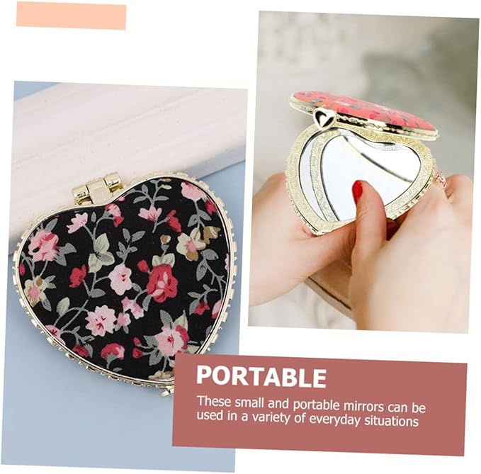 ❤️❤️Vintage Fabric Printed Double-Sided Folding Small Mirror 🔥(Pack of 4)