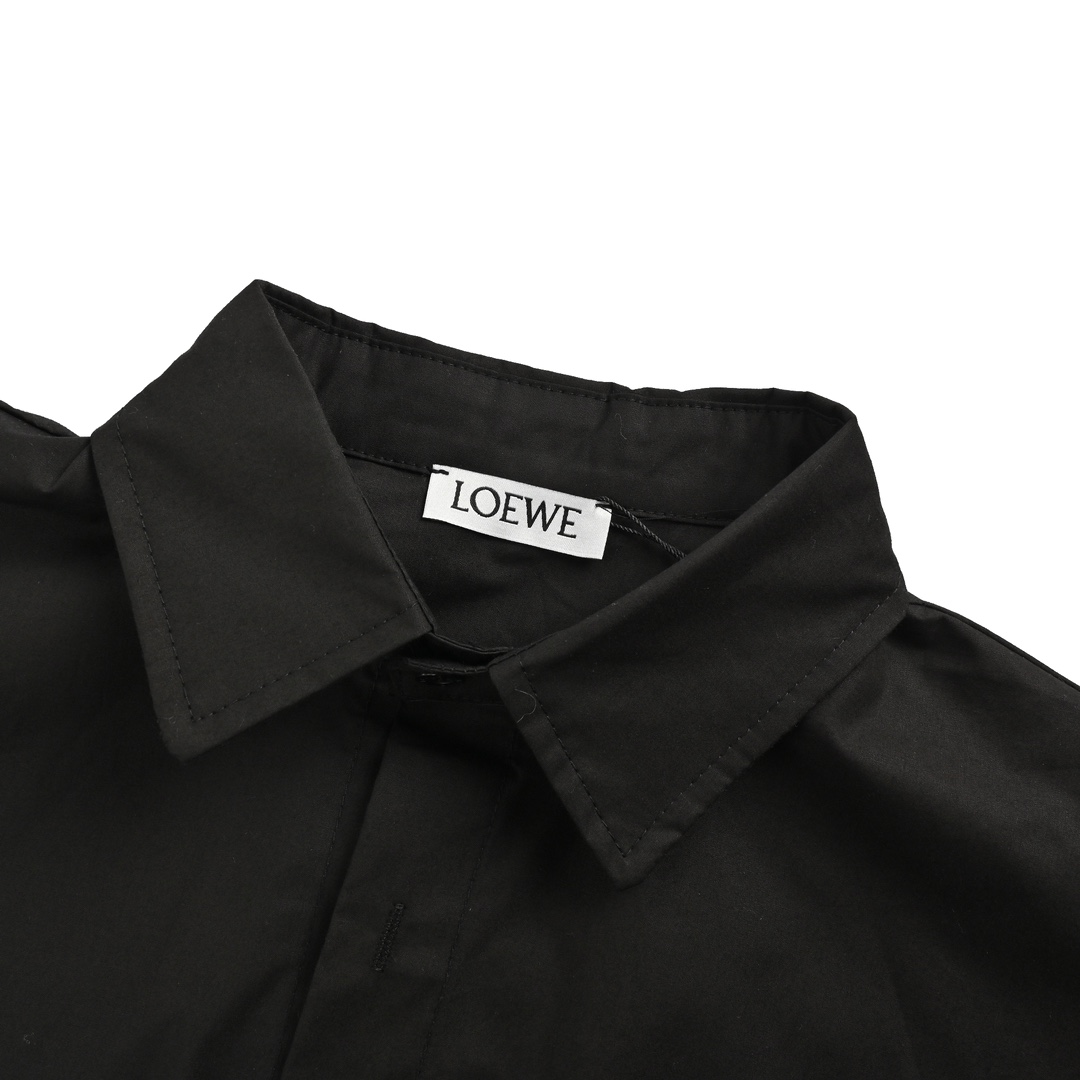 Loewe 24Fw leather patch pocket shirt
