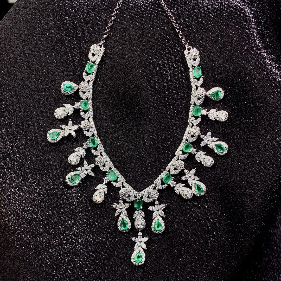 Emerald Tanzanite Silver 925 Jewelry Women's Gem Pendant 925 Sterling Silver Women's Luxury Necklace Free Christmas shipping