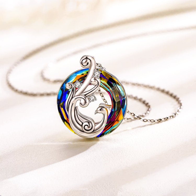 Colorful Crystal Phoenix Necklace