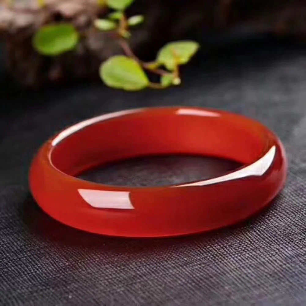 Natural Agate Bangle Brazilian Red Agate Widened Jade Bracelet Jewelry Women Fashion Accessories Gift For Mother Free Shipping