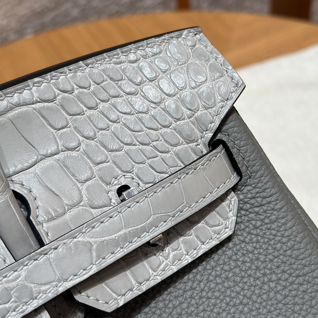 Hermes Birkin Touch 0LGris Mayer0WGris neve handbag (handmade to order)