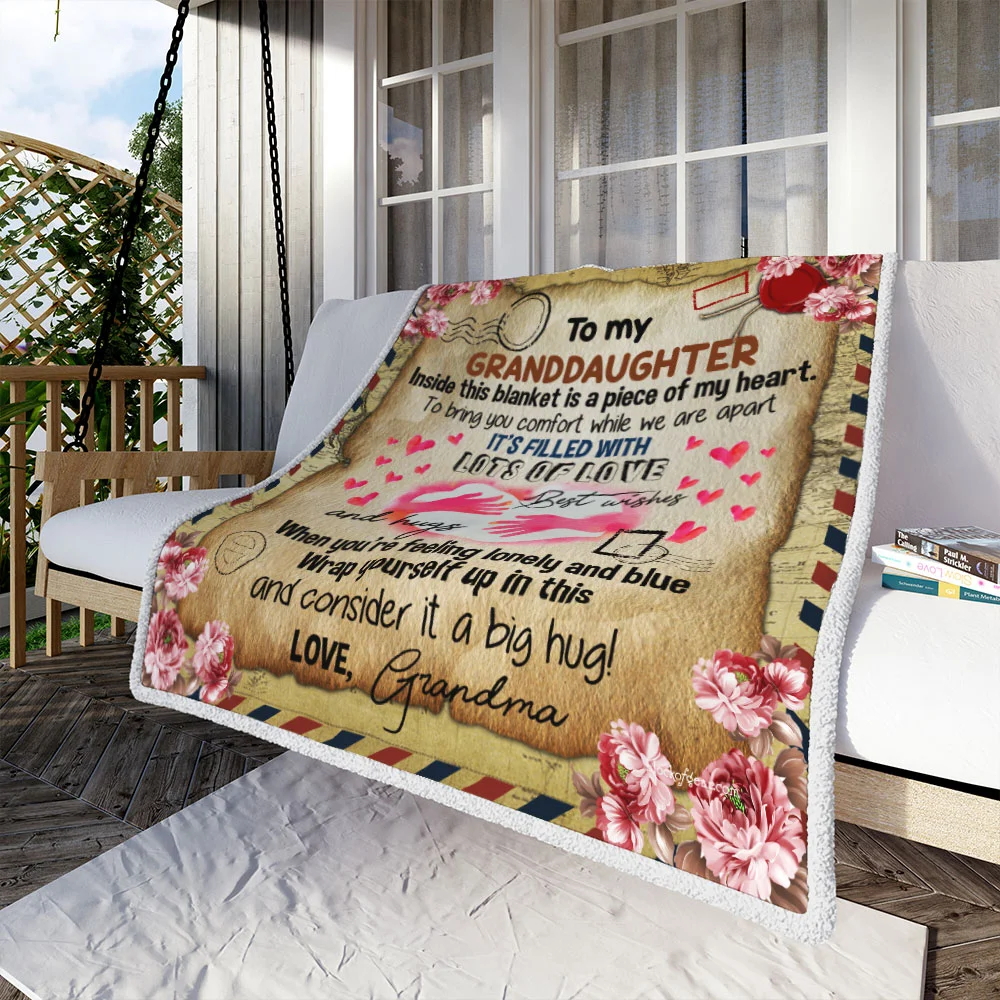 Grandma To Granddaughter, Inside This Blanket Is A Piece Of My Heart, Sofa Throw Blanket