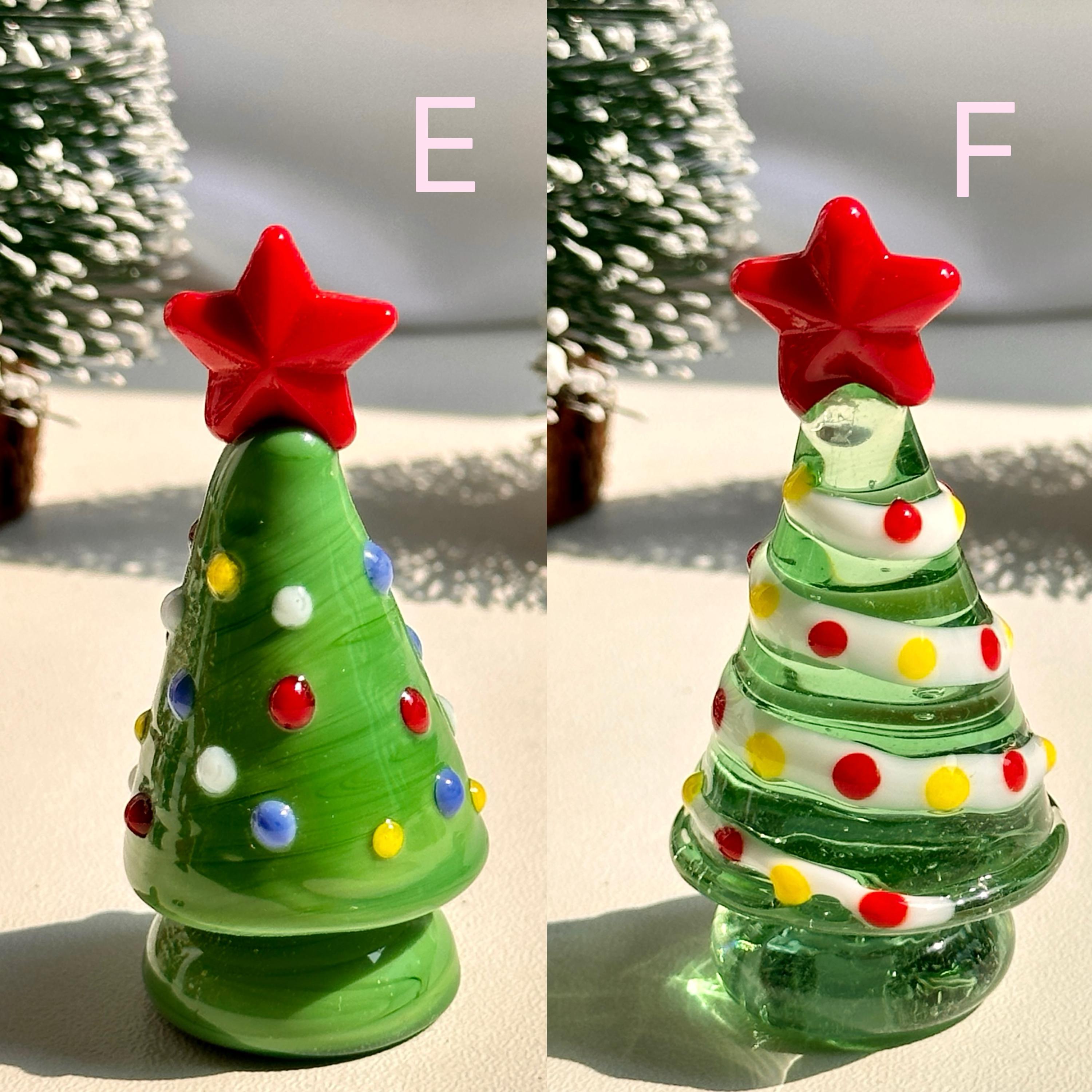 Handmade Lampwork Glass Miniature Christmas Trees