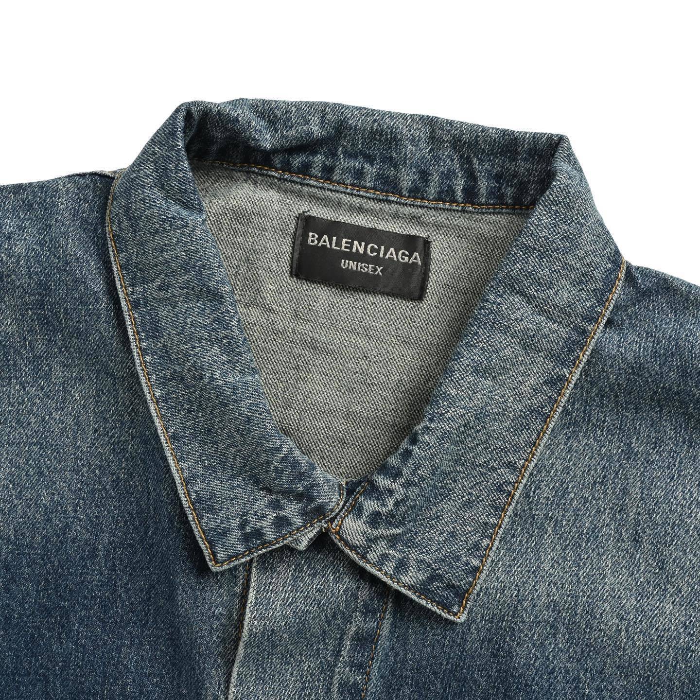 Balenciaga 25Fw blue denim jacket with silver tape print