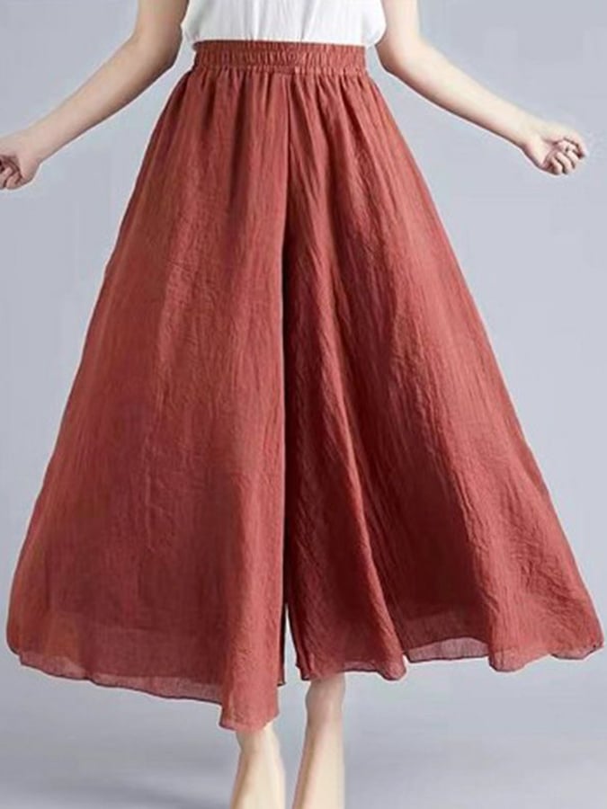 Cotton Linen High Waist Retro Swing Culottes