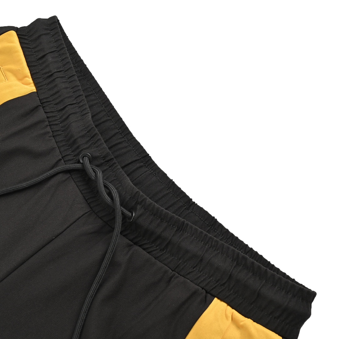 Fendi yellow stripe contrast stitching casual stretch trousers