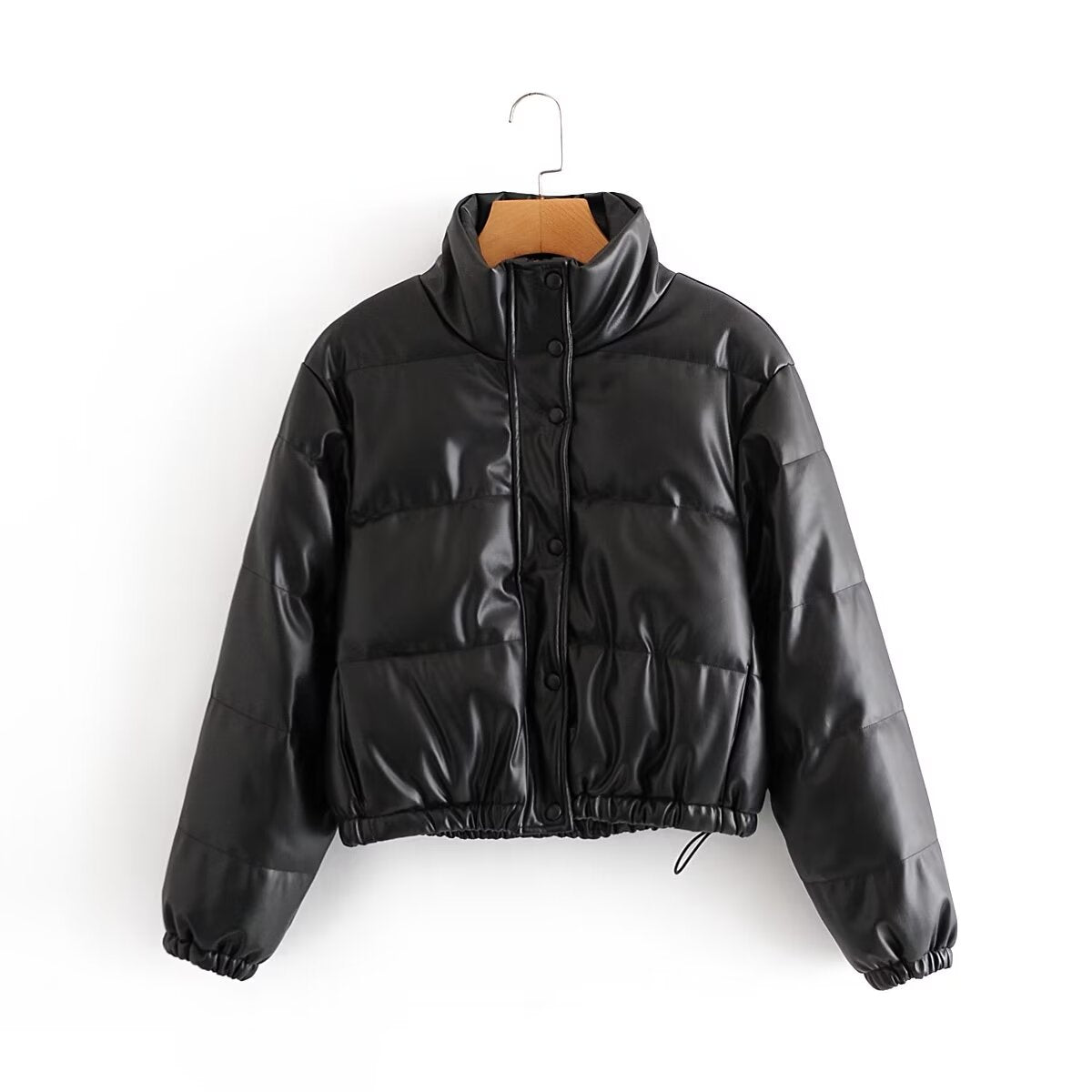 Winter Bread Cotton Padded Coat Thickened Poly Urethane Leather Cotton Coat Jacket Coat for Women